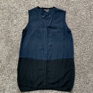 Vince Silk Colour Block Button Up Sleeveless Blouse